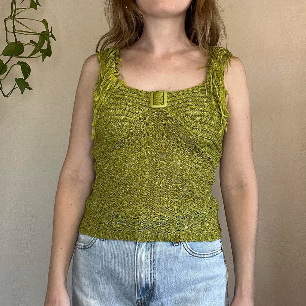 Y2K Crochet Fringe Tank